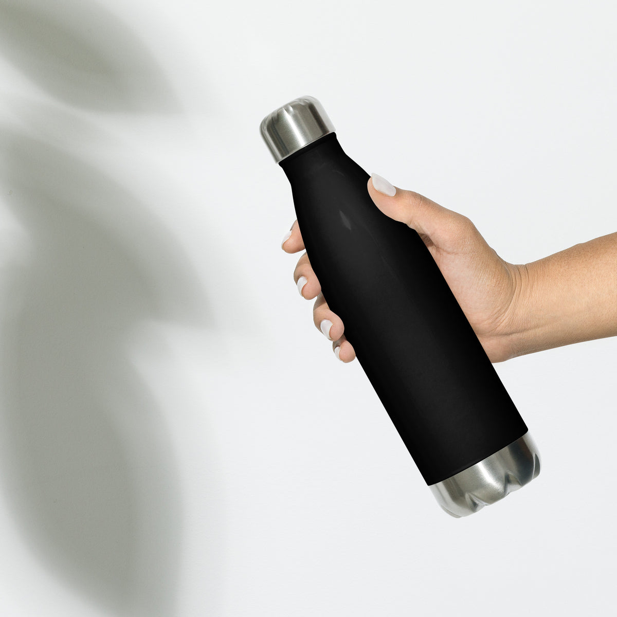 STEELROSE Iron Rose steel water bottle in black, back view