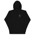 STEELROSE Signature Hoodie in black, front view with rose logo on the left chest